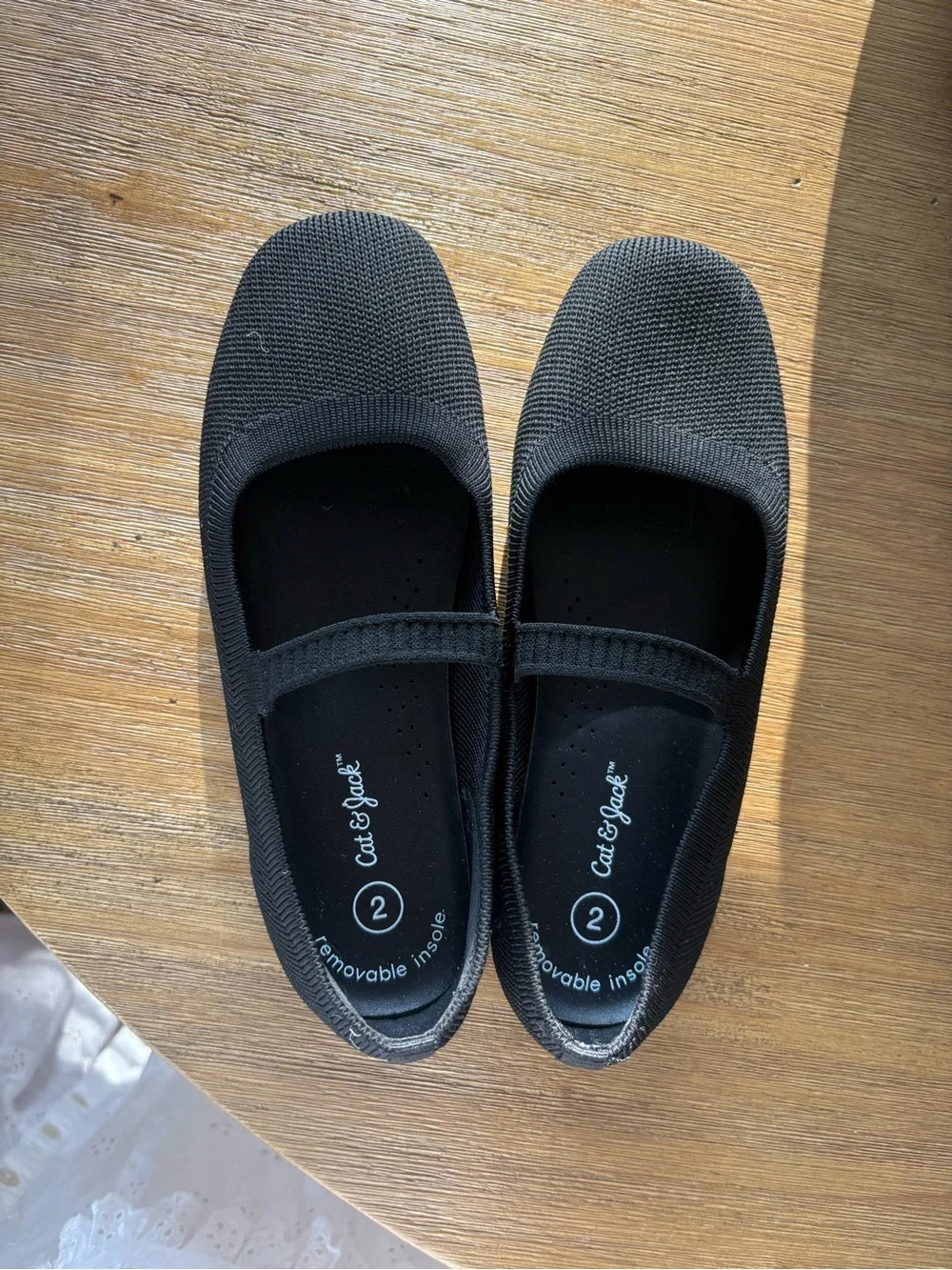 Cat & Jack Black Knit Mary Jane Flats Size 2